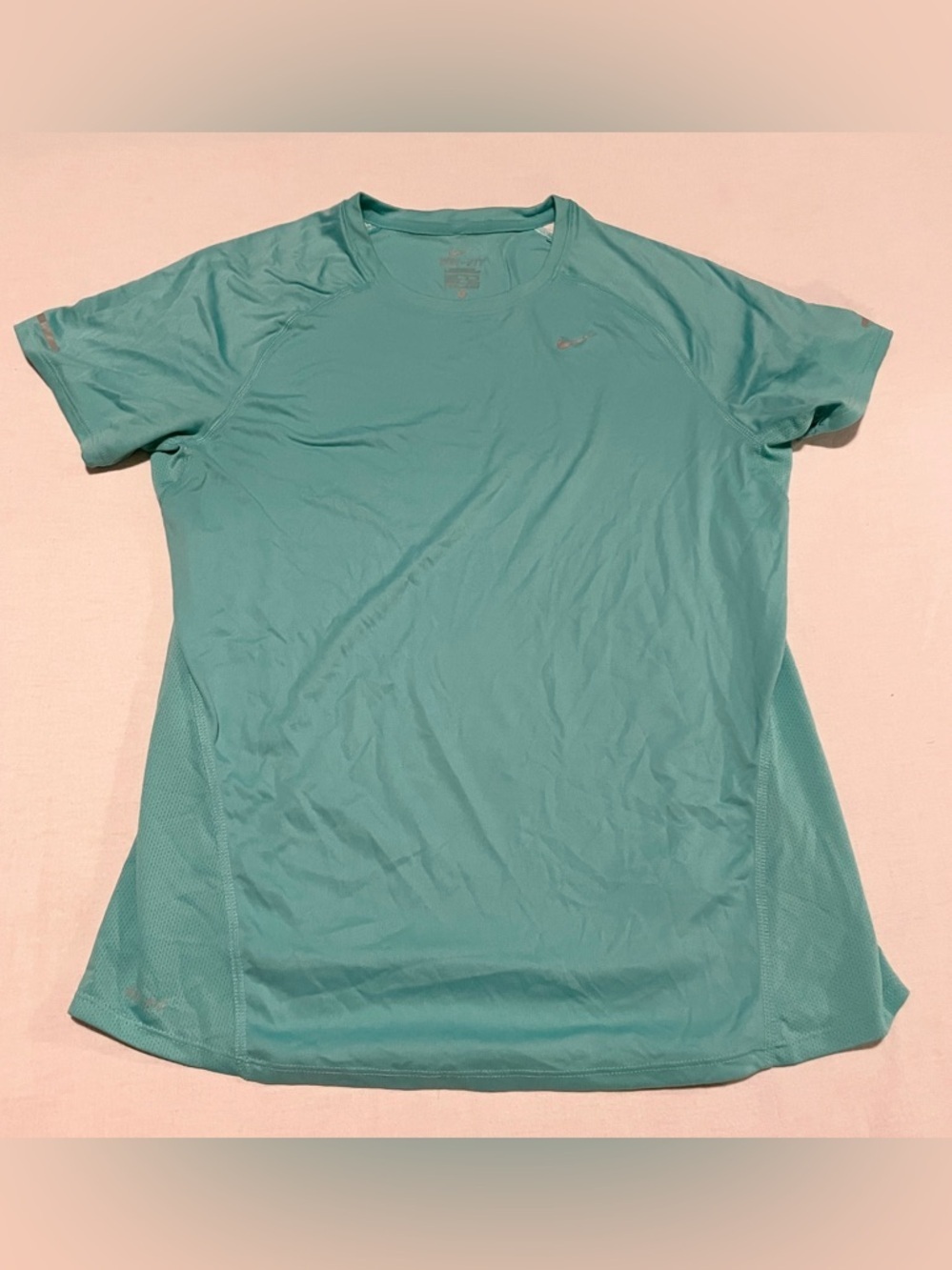 Nike Dri-FIT Women’s Teal Running Top Mesh Panels Large